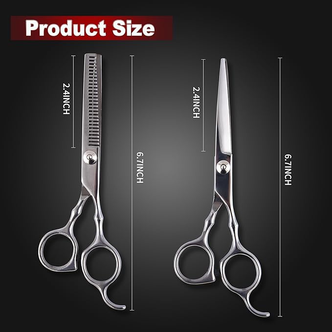 Hair Cutting Scissors kit Professional Home Hair Cutting Barber Grooming Thinning Shears Set Hair Cutting Scissors Shears Kit (Silver)