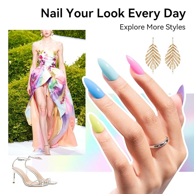 Regular Nail Polish Set 6 Rainbow Colors Pink Coral Mint Sky Blue Lavender & Azure Nail Polishes, Quick Dry, Non Gel, Opaque, Rich in Castor Oil, Nail Art DIY at Home Manicure Gift for Women