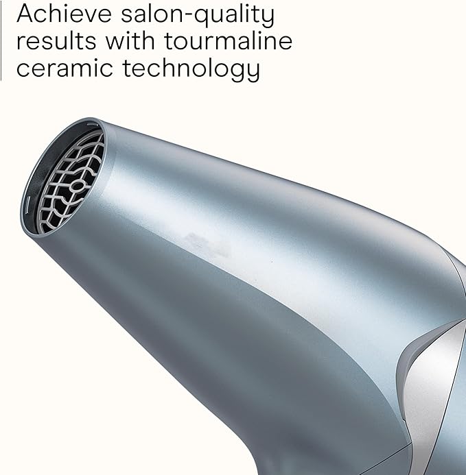 Infiniti PRO CONAIR Hair Dryer with Diffuser and Concentrator, 1875W Style & Shine Blow Dryer with Tourmaline and Ionic Conditioning to Fight Frizz, 3 Heat & 2 Speed Settings, Blue