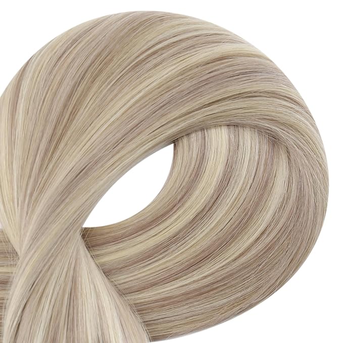 Full Shine Keratin Tip Hair Extensions Human Hair 24 Inch 50 Grams Ash Blonde and Bleach Blonde Ktip Human Hair Extensions Straight Extensions Soft Natural Hair for Women