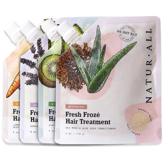 NaturAll Fresh Froze Hair Treatment-Deep Conditioner for Dry Damaged Hair–for All Hair Types-Deep Conditioning Hair Mask, Nourishing Formula for Soft & Moisturized Hair–Bundle of 4 (4 Oz. Each)