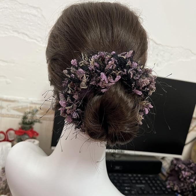 Handmade Hair Ties for Women，Delicate Crochet Mixed Yarn Scrunchie，Extra Large No Damage Hair Ties for Curly，Stylish Ponytail Holder | Ideal Gifts for Women