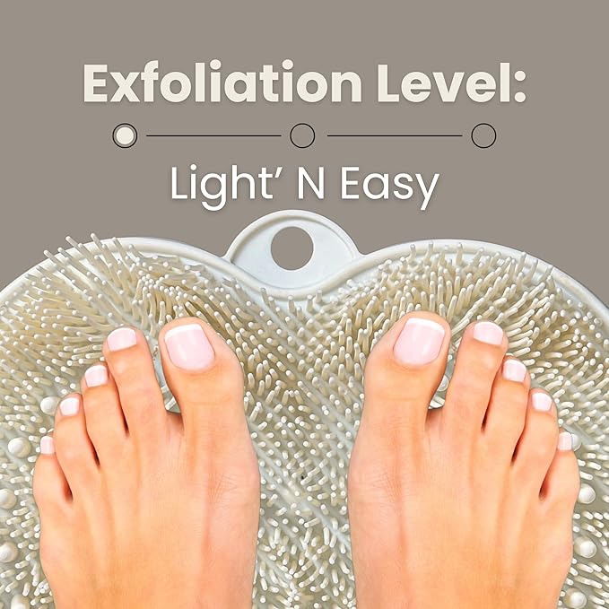 Foot Scrubber Mat with Suction Cups - Silicone Body Scrubber for Back or Feet, Ivory Shower Mat for Ground or Wall, Valentines Day Gifts for Men or Women, 11 x 11 inches (Ivory)