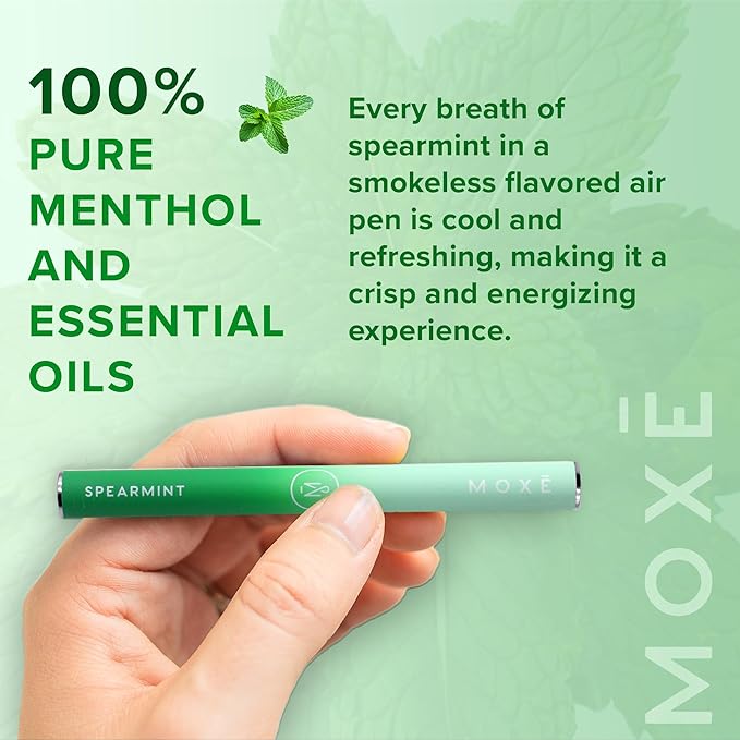 MOXE Natural Spearmint Air Inhaler | Non Electric Long-Lasting Flavored Air Refreshing Support | Oral Fixation Spearmint & Menthol Essential Oils, Craving Relief