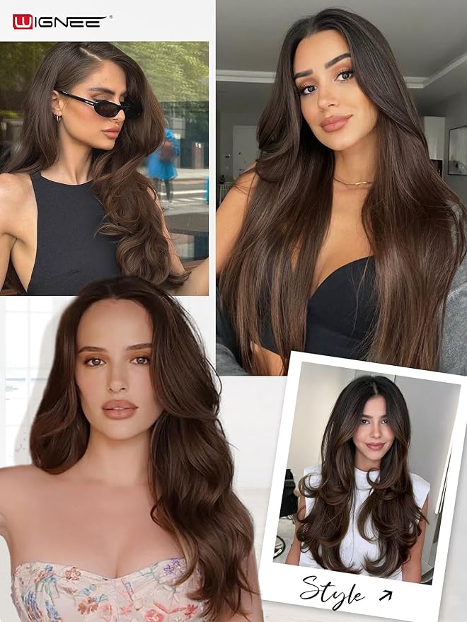 WIGNEE Double Invisible PU OVO Human Hair Extensions 100% Remy Hair Weft Brown Hair Extensions Human Hair 2 PCS 16 Inch No Glue Genius Micro Bead Real Human Hair Extensions (2)