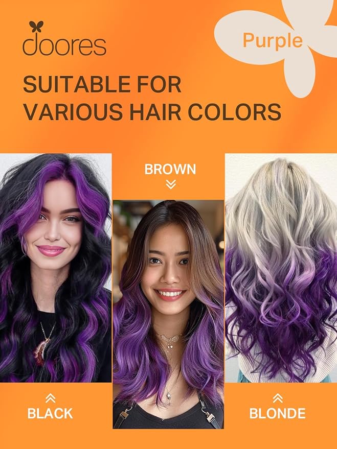 DOORES Human Hair Tape in Extensions, Purple 20 Inch 30g 10pcs, Tape in Remy Hair Extensions Skin Weft Natural Hair Extensions Straight Long Hair