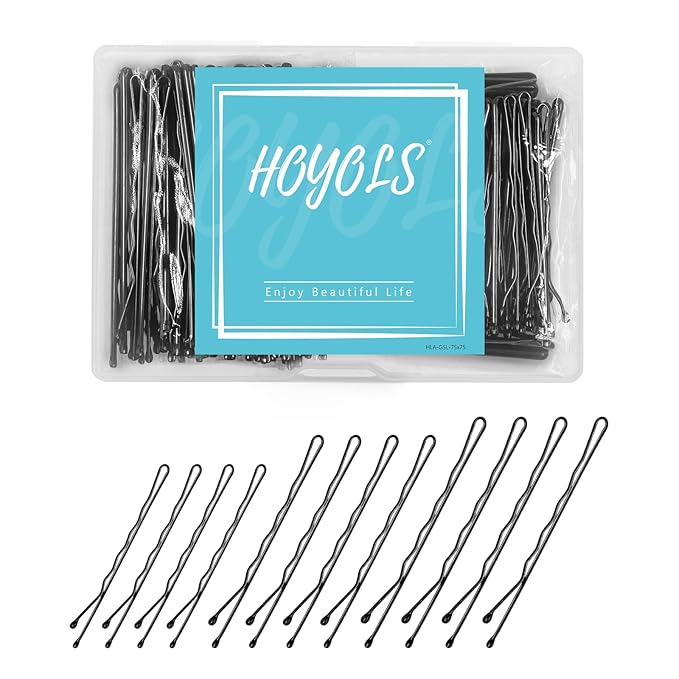 HOYOLS Black Bobby Pins for Women Hair, 150 Pcs in 3 Sizes (1.9", 2.4", 2.7") for Women & Girls, Secure Hair Pins for Updo, Bun, Styling Accessories