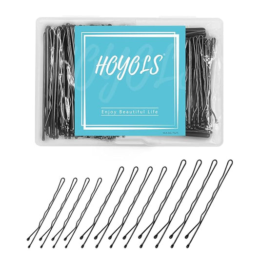 HOYOLS Black Bobby Pins for Women Hair, 150 Pcs in 3 Sizes (1.9", 2.4", 2.7") for Women & Girls, Secure Hair Pins for Updo, Bun, Styling Accessories