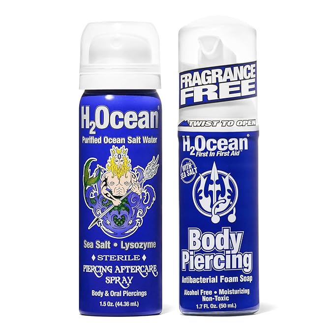 Piercing Aftercare Spray, Sea Salt Keloid & Bump Treatment 1.5oz + Body Piercing Foam Soap Sea Salt Piercing Aftercare 1.7oz