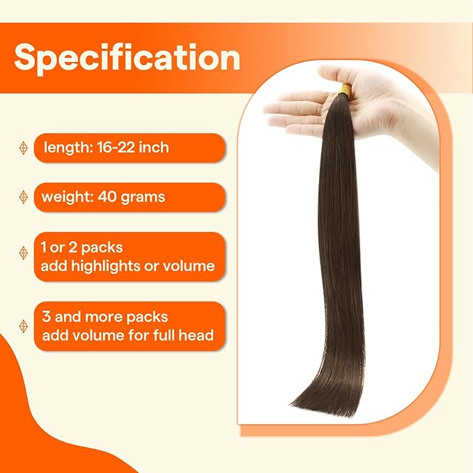 Full Shine I Tip Hair Extensions Human Hair 18 Inch Medium Brown 40 Grams Itip Human Hair Extensions Soft Straight Remy Hair Prebonded Extensions for Women add Length