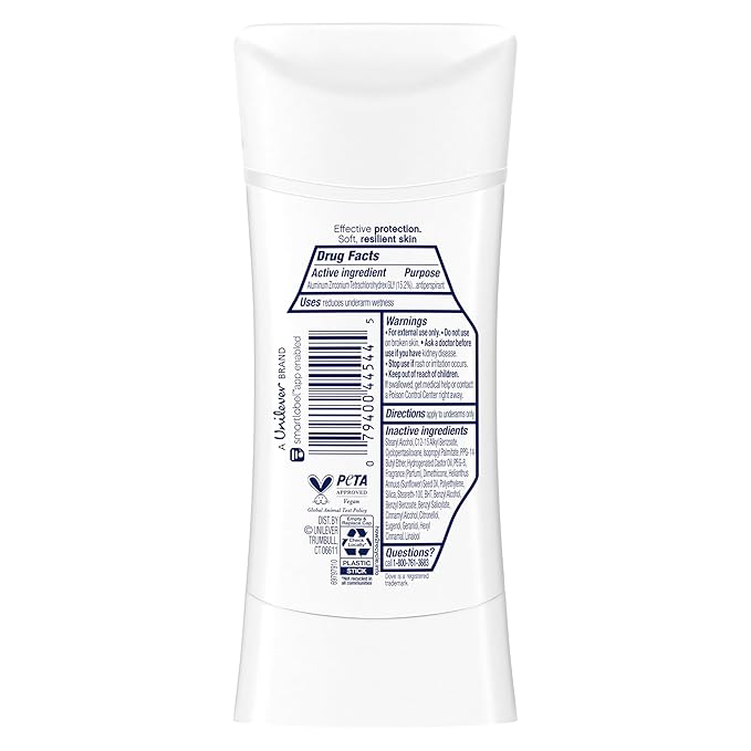 Dove Advanced Care Antiperspirant Deodorant Stick Original Clean 4 Count For helping skin barrier repair after shaving by boosting ceramide levels in your skin 2.6 oz