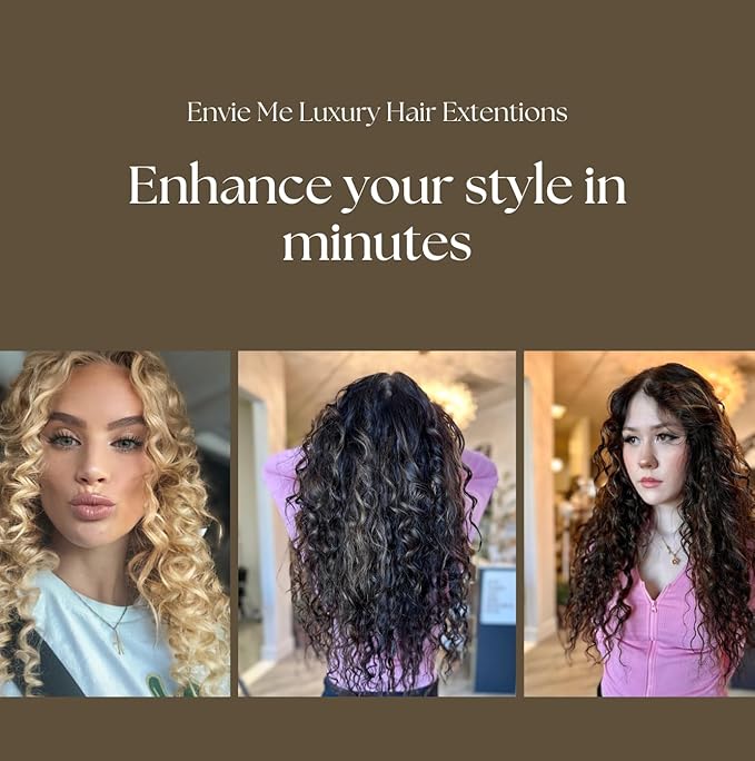 Remy Cuticle Intact Double Drawn Real Human Hair Seamless-Invisible Clip Deep Wave Curl Extentions #T2P2/8 Dark Chocolate Brown with Golden Blonde 22 inch 120g 8 pcs