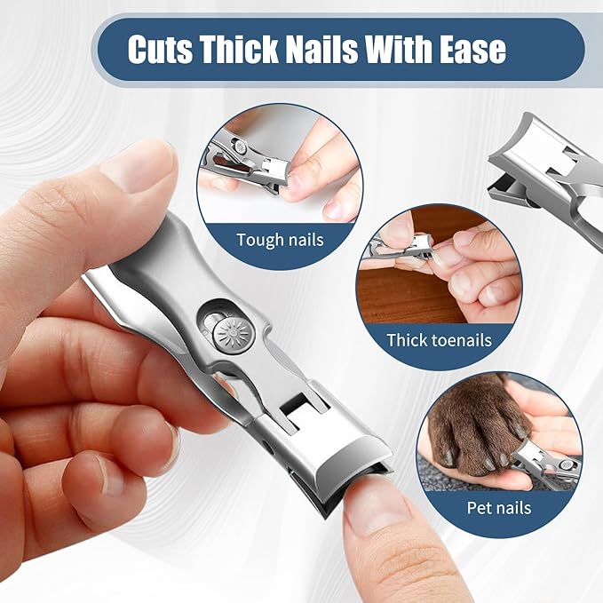 German Nail Clippers for Men, 2025 Upgraded Ultra Sharp Stainless Steel Nail Clippers for Thick Nails, The Luxurious Ultra Sharp Nail Clippers Set with Nail File for Seniors Men Women (Color)