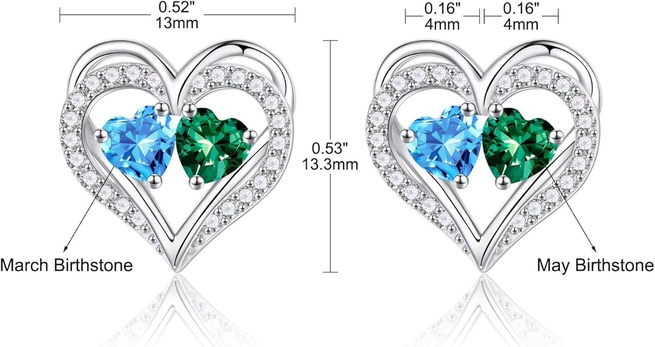 Iefil Christmas Gifts for Women Wife - 925 Sterling Silver Birthstone Earrings, Anniversary Birthday Gifts for Women Wife Girlfriend Mom