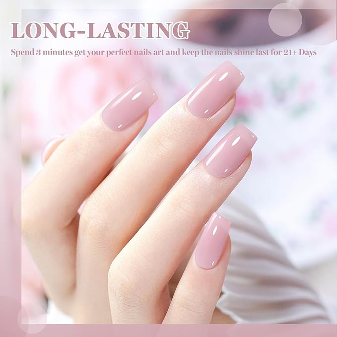 RARJSM Nude Gray Blush Pink Gel Nail Polish Neutral Skin Tone Sheer Jelly Gelpolish 1PC 15ml Single Bottle Creamy Transparent Natural Nudegel Polish Soak off Cured for Home Salon French Manicure