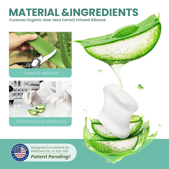 Welnove Upgraded Gel Toe Separators – 16-Pack Aloe Vera Extract Infused Silicone Toe Spacers for Straightening Overlapping Toes, Calluses – Bunion Corrector for Men and Women (Multi-Size, Clear)