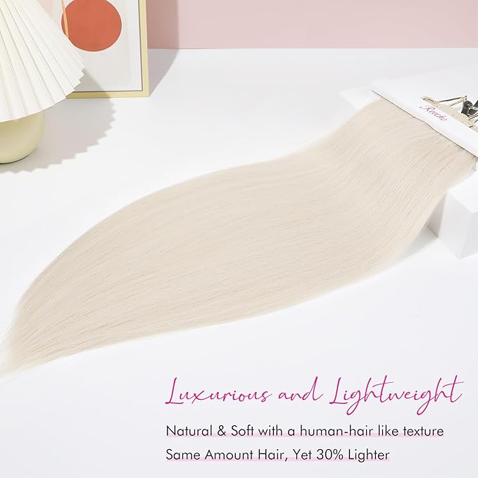 REECHO Hair Extensions, 11PCS Clip in Hair Extensions 24" Long Straight hair extensions HE005 Natural Soft Synthetic Hairpieces for Women – Platinum Blonde