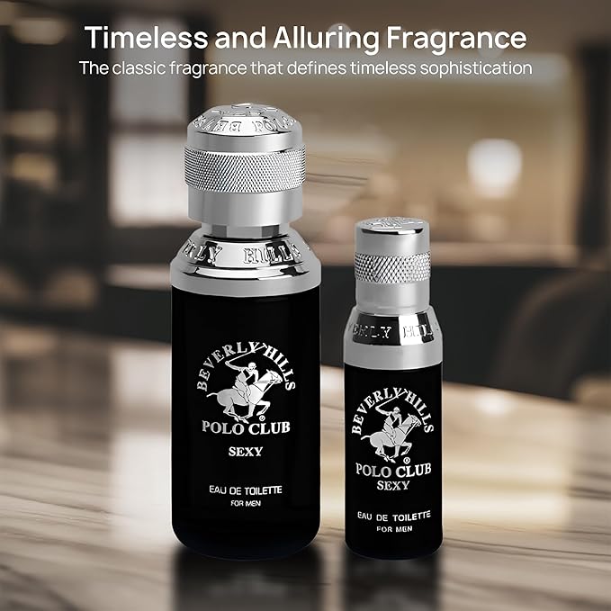 Beverly Hills Polo Club BHPC Men's Eau de Toilette Bonus Pack - Sexy Scent Cologne Gift Set (1.7 oz + 0.5 oz Travel Spray)