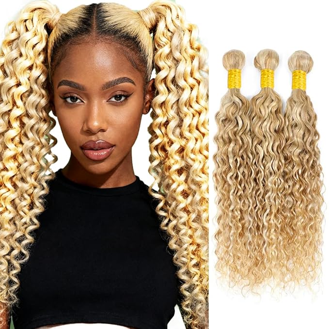 30 32 34 inch Blonde Bundles Human Hair 613 Bundles P27613 Water Wave Bundle 613 Wet and Wavy Bundle Human Hair 150g