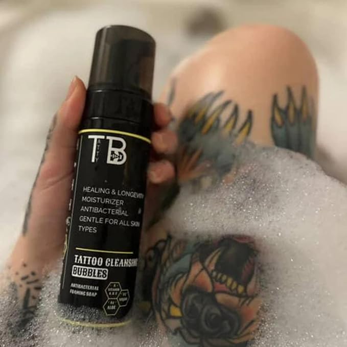 Tattoo Cleansing Foam | Gentle Aftercare Foam for Tattoos & Piercings • Fragrance-Free, Hydrating, Cleanses & Heals • 100ml/3.38floz