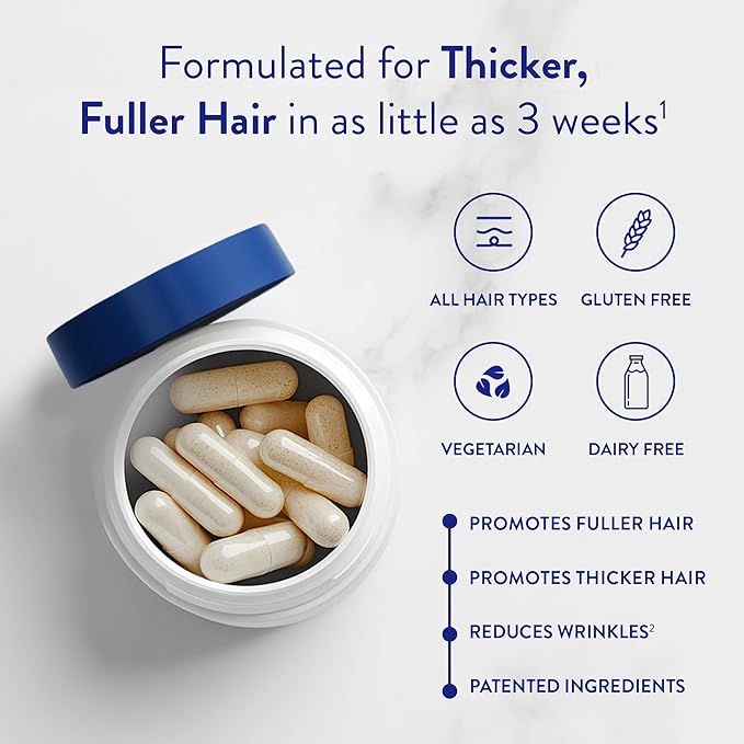 Routine Wellness Advanced Hair Growth Supplement - Vitamins to Grow Thicker, Fuller Hair with Volume, Vegetarian and Gluten Free, Ideal for Women & Men with Thinning Hair (60 Count (Pack of 1))