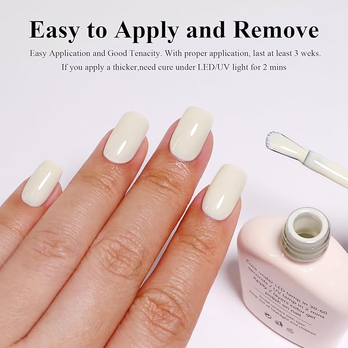 Imtiti Gel Nail Polish, 1Pcs Yogurt White Soak Off UV LED Gel Polish, Long Lasting, Nail Art Manicure Salon DIY at Home for Spring and Summer (0.34 Fl Oz-520)
