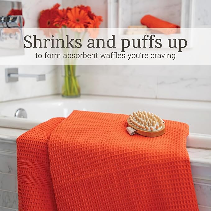 GILDEN TREE Waffle Bath Sheet Large Bath Towels Quick Dry Thin Body Towels, 40x80 Oversized Bath Towels for Adults, Classic Style (Bright Coral)