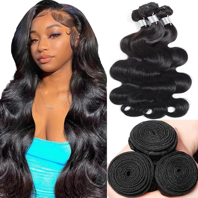 Body Wave Bundles Human Hair 22 24 26 Inch 3 Bundles Natural Color Brazilian Virgin Hair Weave 12A 100% Unprocessed Real Human Hair Extensions For Women