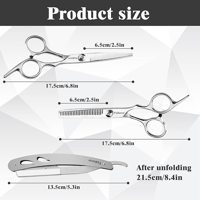 Hair Thinning Scissors Set - 3 PCS Haircutting Scissors,Includes Barber Scissors & Thinning Shears, Ergonomic Blades for Precision Cutting, Suitable for Men, Women, Children & Pets