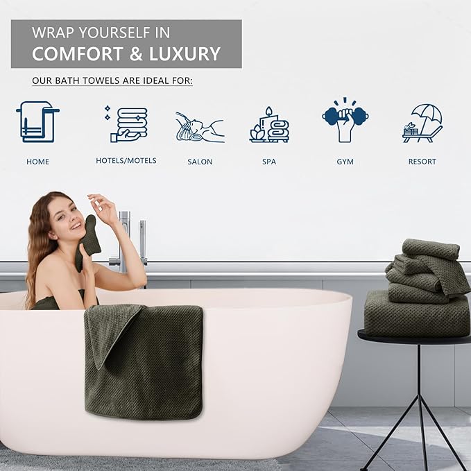 8 Piece Bathroom Towel Set Brown |2 Oversized Large Bath Towels Sheet,2 Hand Towels and 4 Washcloths| 600GSM Ultra Soft Luxury Premium Towel Set Highly Absorbent Quick Dry Hotel Towel Collection