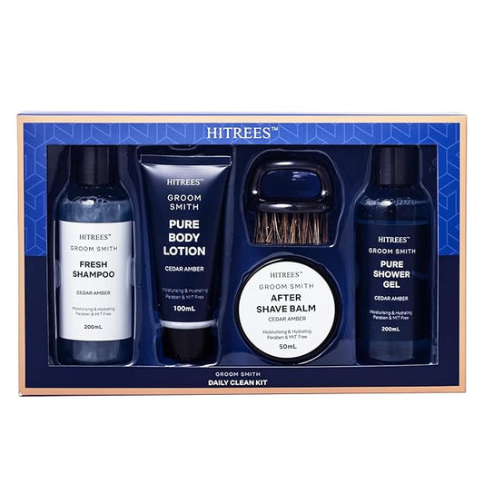 Fathers Day Gifts for Men Dad Care Package Self Care Kit, 5 Pcs Cedarwood & Amber Fragrance Spa Gifts for Man, Fathers Day Gifts, Travel Kit For Men,Mens Travel,Christmas Gift for Women