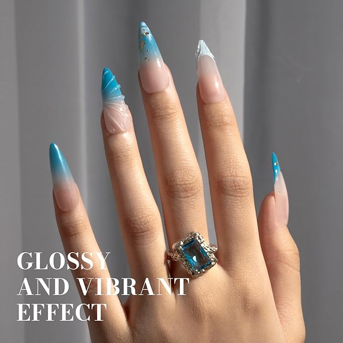 MelodySusie Aquamarine Blue Gel Nail Polish,0.5fl oz Nails Soak Off UV LED Cerulean Blue Gel Polish Gift for Women Nail Art Manicure Salon DIY Nail Design Decoration at Home-1655