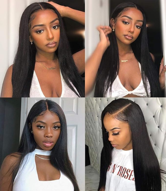 Kerriana Bundles Human Hair 4 Bundles 18 20 22 24 Inch Straight, Brazilian 100% Unprocessed Virgin Sew In Hair Bundles Human Hair For Black Women Natural Black Color