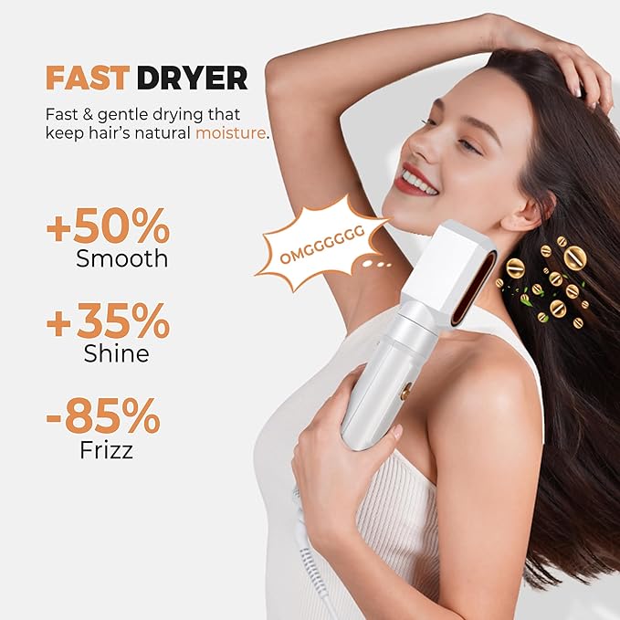 6 in ONE Blow Dryer Brush,Air Curling Iron Round Brush Blow Dryer 800W,Ionic Hair Dryer Brush for Women, Hot Air Brush Hair Styling Tools 100-120V