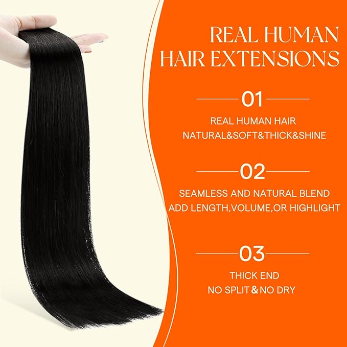 Full Shine Invisible Injected Tape in Hair Extensions Color 1B Black Machine Remy Skin Weft Injection Silky Tape in Extensions 50Grams Double Side 24Inch 20Pcs Real Human Hair Straight for Wedding