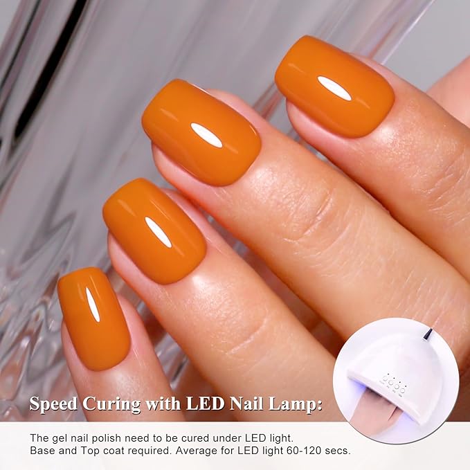 Imtiti Orange Gel Polish, 1Pcs Halloween Pumpkin Orange Soak Off UV LED Gel Nail Polish Manicure Salon DIY at Home (10ml-1914)