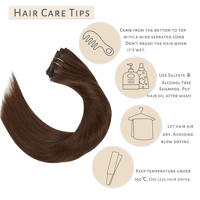 Caliee Seamless Hair Extensions Clip in Human Hair 110G Clip on for Fine Hair Real Hair Extensions 7Pcs Full Head Virgin Hair Chocolate Brown Color Invisible PU Skin Weft Clip in Remy Human Hair Extensions for Women 22Inch