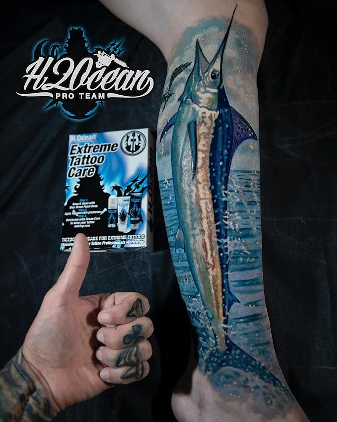 H2Ocean Extreme Tattoo Aftercare Kit – Complete 3-Step Tattoo Care & Healing Set with Antibacterial Foam Soap, Moisturizing Cream & Ointment – Sea Mineral Enriched Formula for Healthy, Vibrant Tattoos