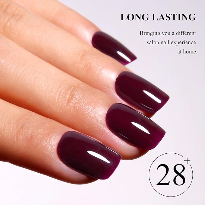 Imtiti Dark Red Gel Polish, UV LED Soak Off Deep Maroon Red Burgundy Gel Nail Polish, Long Lasting 28 Days, Salon Quality DIY Manicure at Home(10ml-1907)