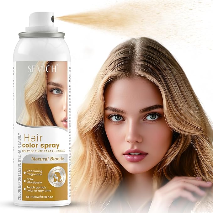 SEVICH Temporary Hair Color Spray Blonde, Instant Hair Color Application,Gold Hair Dye for Men & Women, Natural Looking,Quick Drying, Non-Sticky, Long-Lasting No Fading, 100mL