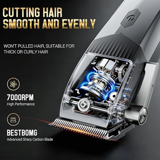 4 in 1 Hair Clippers for Men, Professional Hair Clippers, Beard Trimmer& Rechargeable Shaver Set, Metal T-Blade, LED Display, Barber Hair Cutting Kit for Men Grooming & Gifts, (Black)
