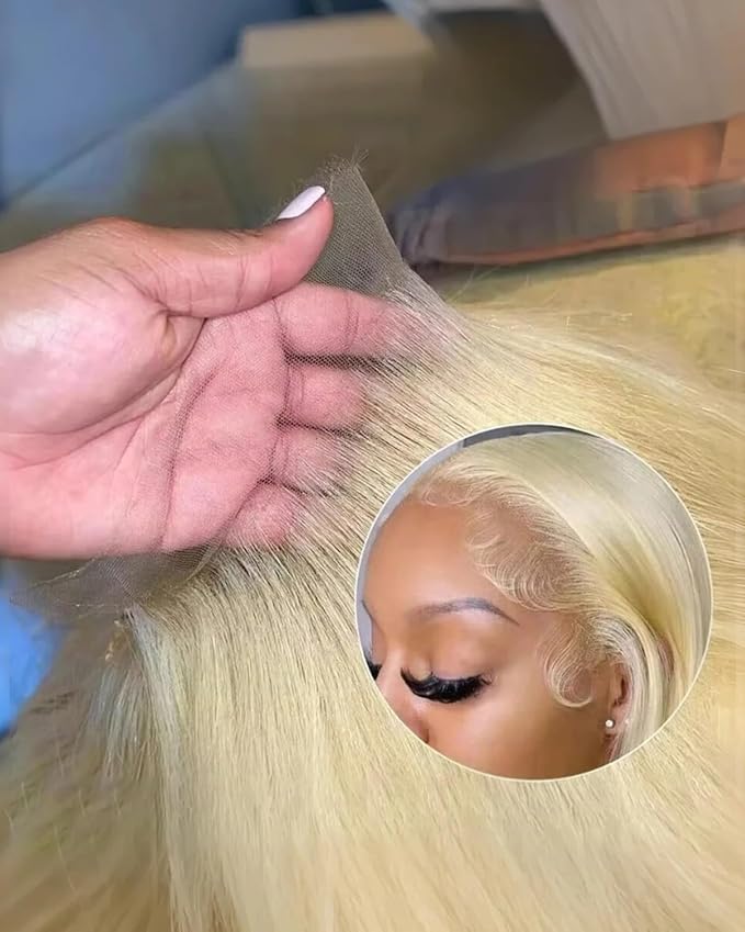 Alididi Skinlike Real Hd 613 13x6 Lace Front Wig Human Hair Straight Pre Plucked Bleached Knots 200% Density 0.10mm Ultra-Thin Invisible Lace Blonde Wig Human Hair For Women 30 Inch