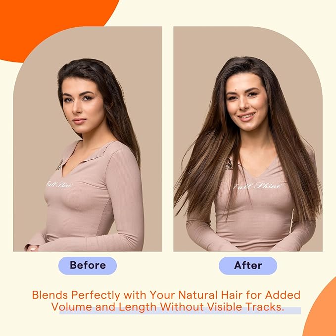 Full Shine Tape in Extensions 16 Inch Color 2 Fading to 18 Ash Blonde Highlight 60 Blonde Seamless Straight Hair Extensions Real Human Hair Tape in 20PCS Natural Invisible Remy Hair 50g for Party