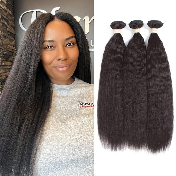 Kerriana Kinky Straight Bundles, Kinky Straight Bundles Human Hair 16 18 20 Inch 100g Brazilian Hair Bundles 3pcs Remy Human Hair
