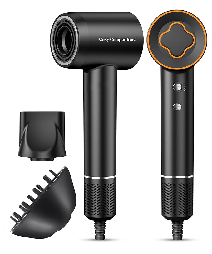 Hair Dryer, 150000 RPM High-Speed Brushless Motor Negative Ionic Blow Dryer for Fast Drying, Low Noise Thermo-Control Hair-Dryer-with-Diffuser and Nozzle
