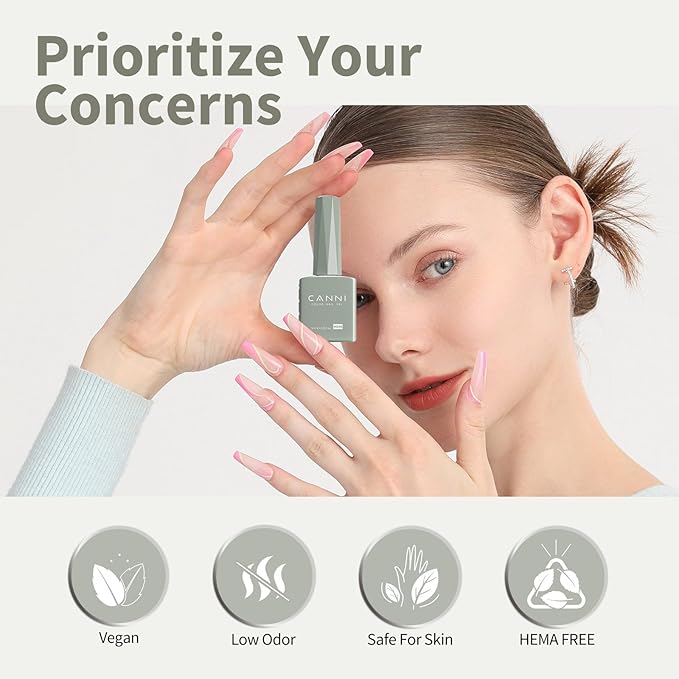 CANNI Light Green Gel Nail Polish, 1Pcs Sage Green Gel Polish Mint Color High Gloss Soak Off U V Nail Manicure Salon DIY