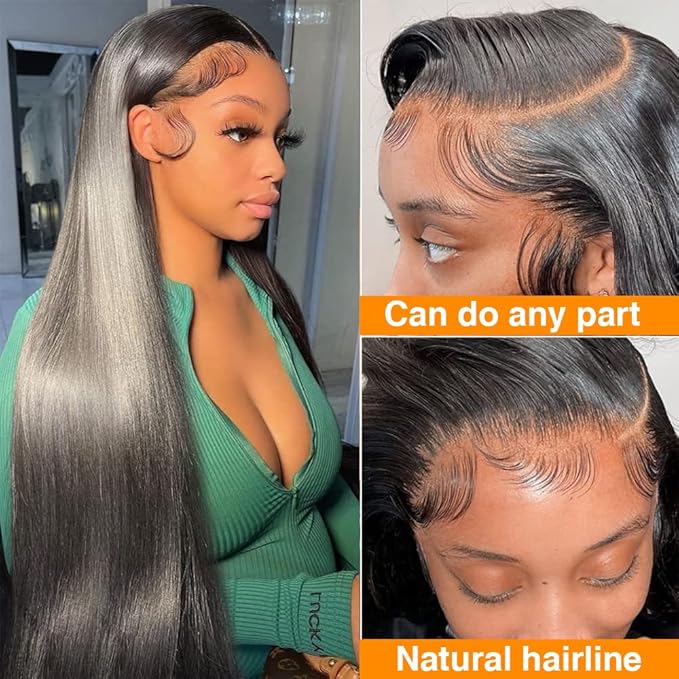 CHEETAHBEAUTY 13x6 Lace Front Wigs Human Hair 22Inch HD Transparent Lace Frontal Wigs 220% Density Brazilian Virgin Straight Human Hair Wigs for Women Pre Plucked with Baby Hair Natural Color