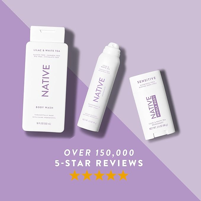 Native Deodorant Contains Naturally Derived Ingredients, 72 Hour Odor Control | Seasonal Scents for Women and Men, Aluminum Free with Baking Soda, Coconut Oil and Shea Butter | Lilac & White Tea