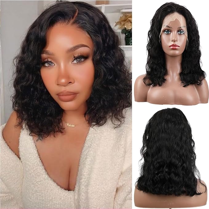 LICHANG Wear And Go Body Wave Bob 13x4 HD Lace Front Human Hair Wigs for Black Women (16 Inch, Natural Color)