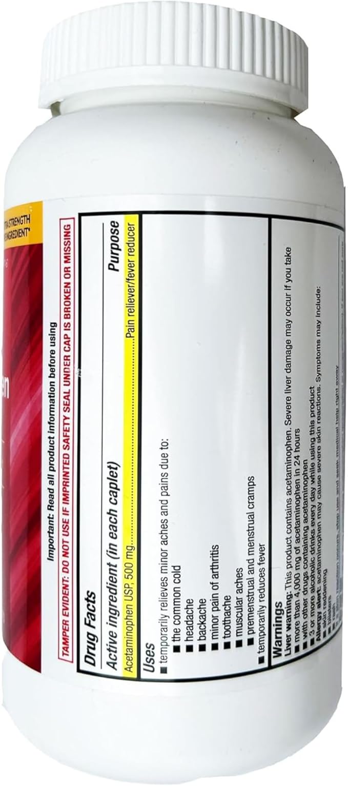 Acetaminophen 500 mg Extra Strength Caplets, 600 Count (Pack of 02)